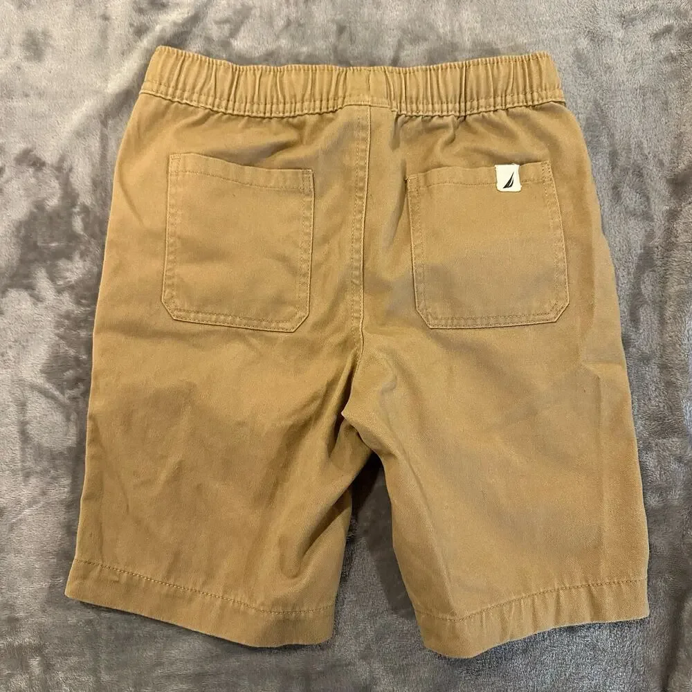 Nautica Khaki Chino Brown Shorts Pull On Drawstring Waist 8 S Small Boys